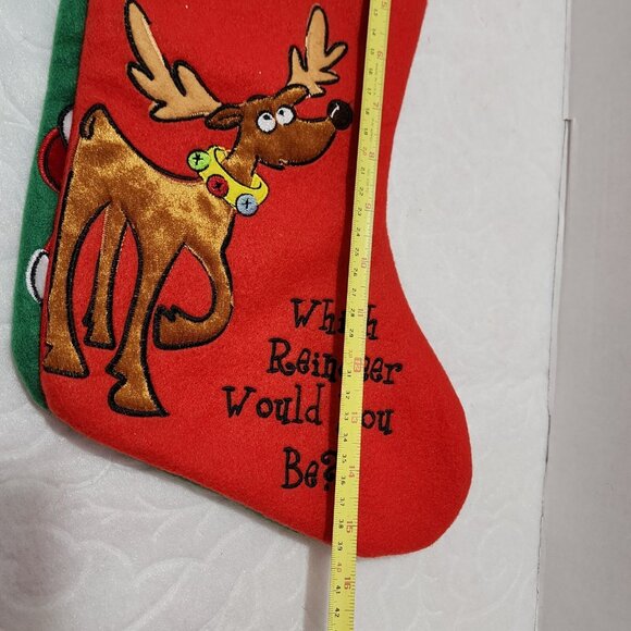 2 Dan Dee Santa Reindeer Christmas Stockings applique holiday whimsy 2011 - Picture 6 of 12